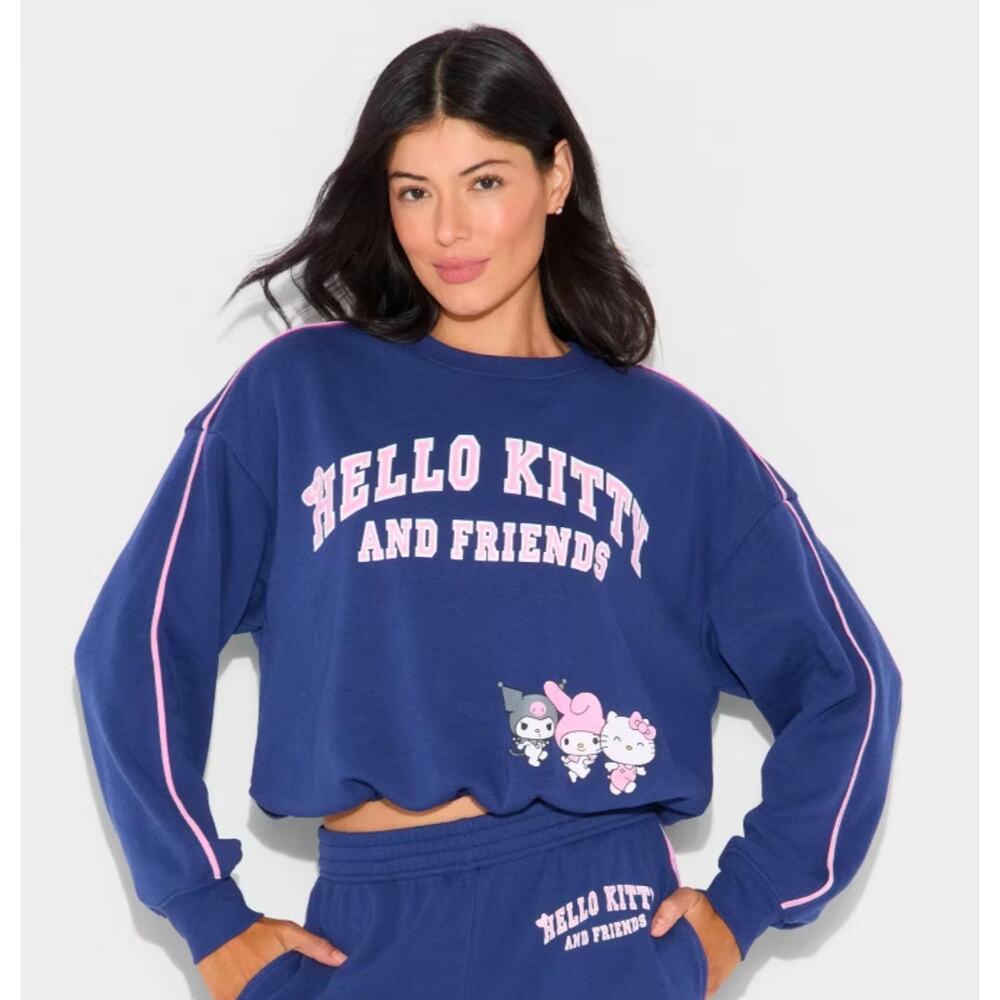 Hello Kitty Blue Cropped Sweater Large